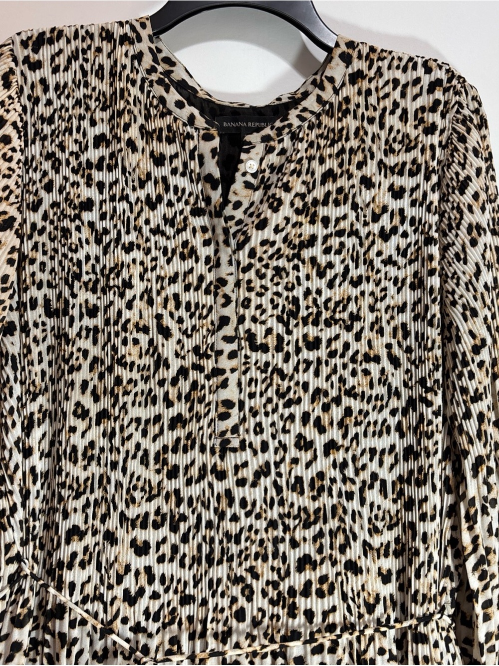 Banana Republic Leopard Print Long Sleeve Tiered Maxi Dress - Beige/Black 1211 - Picture 5 of 11